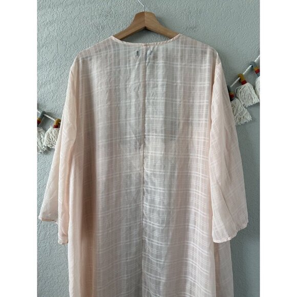 Torrid Pink Windowpane Plaid Open Front Kimono Duster Coverup Sheer Beach 3x - Picture 6 of 10